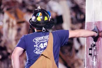 FDNY members at the World Trade Center site research imagery